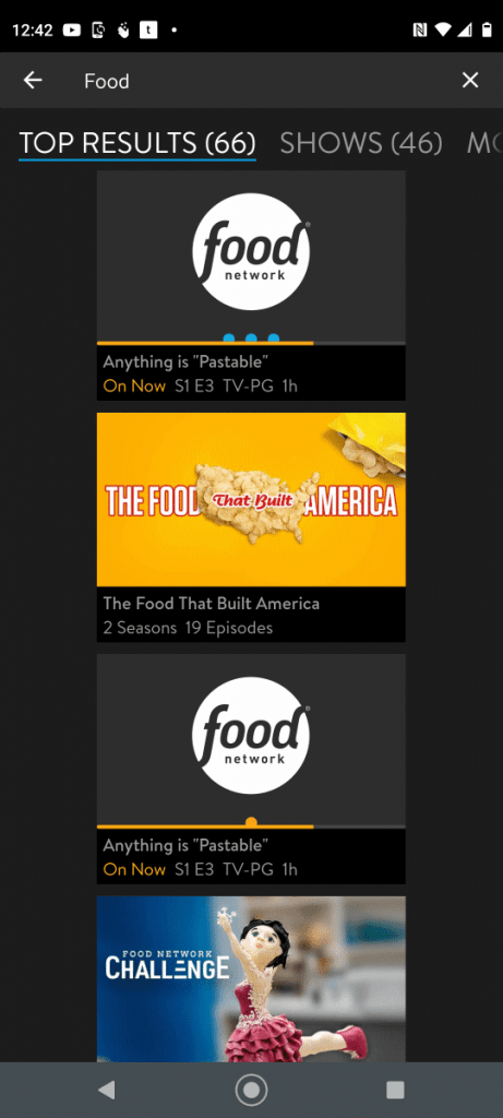  Sling TV - Android - Réseau alimentaire 