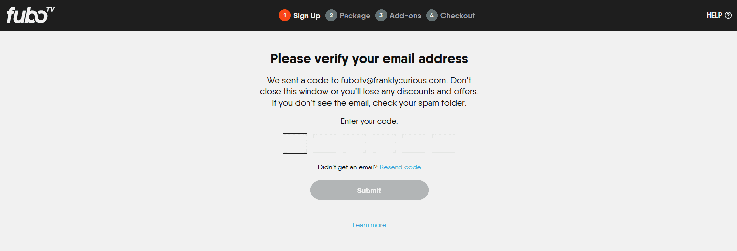 FuboTV: Verify Your Email Address
