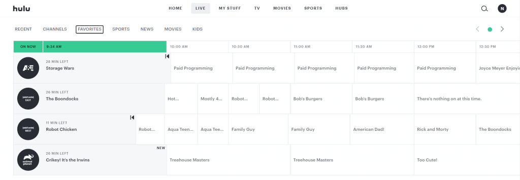 Hulu + Live TV Channels